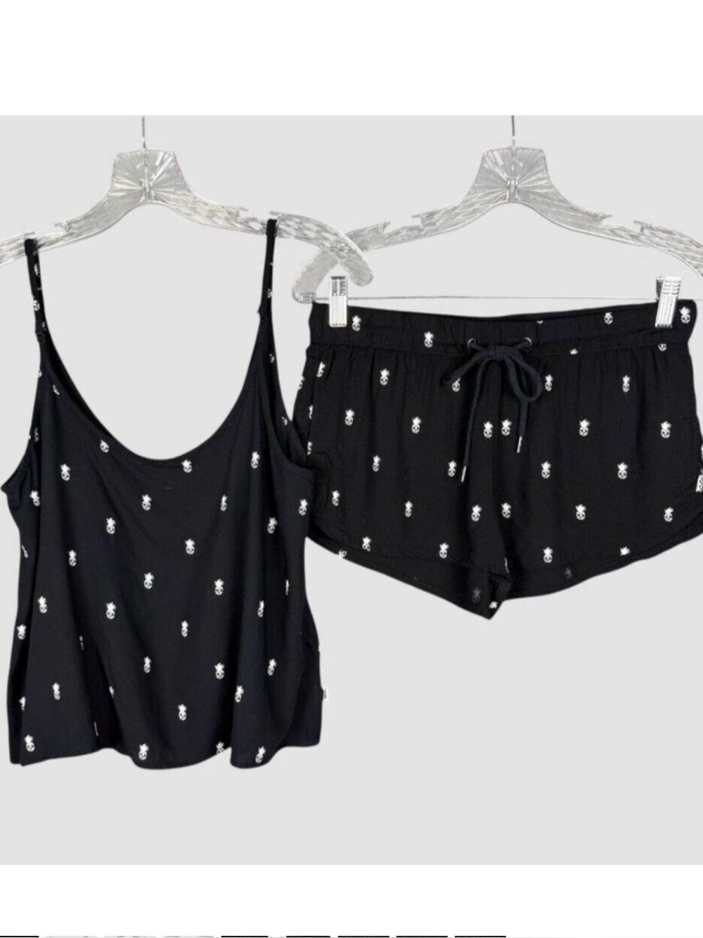 Vans Pineapple Skull Pajama Lounge Set Cami Shorts Black White XS S